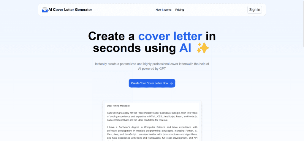 AI Cover Letter Generator