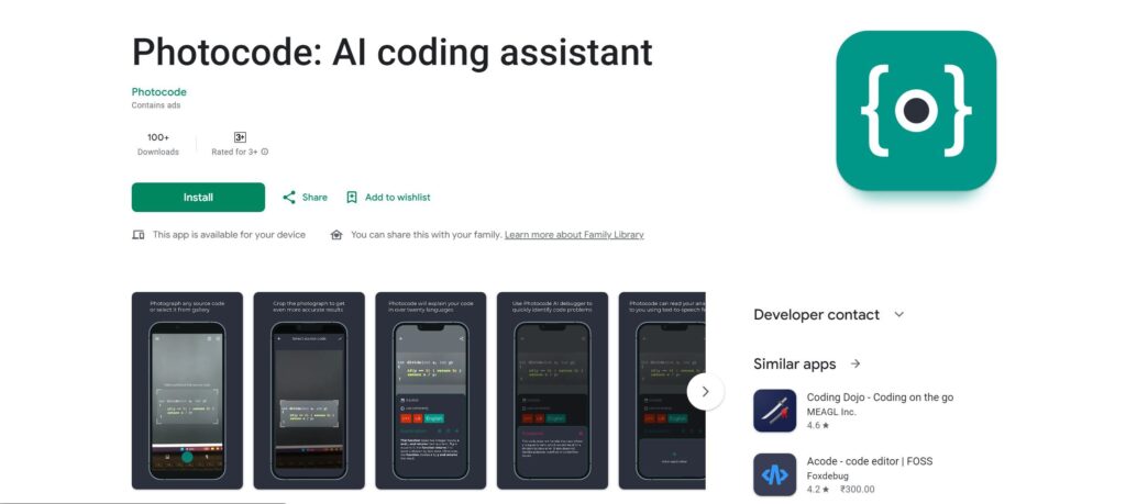 Photocode AI coding assistant